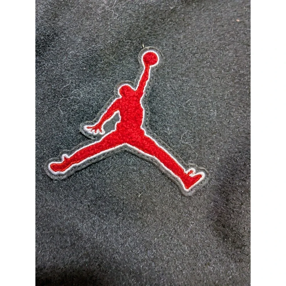 Jordan Boys Varsity Jacket L 12‑13 Yrs Black Red Jumpman Mixed Media Leather...